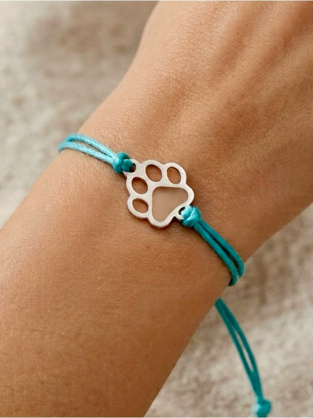Sweet DOG PRINT Bracelet in turquoise with Silver Charm